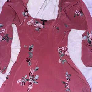 Forever 21 Pink Floral Smocked Dress